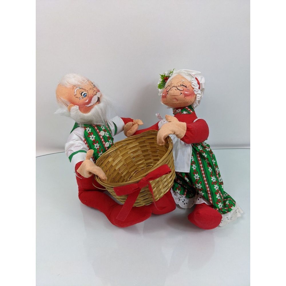RARE Vintage Annalee Mobilitee Doll Mr & Mrs Santa Clause‎ 1967 69 Christmas